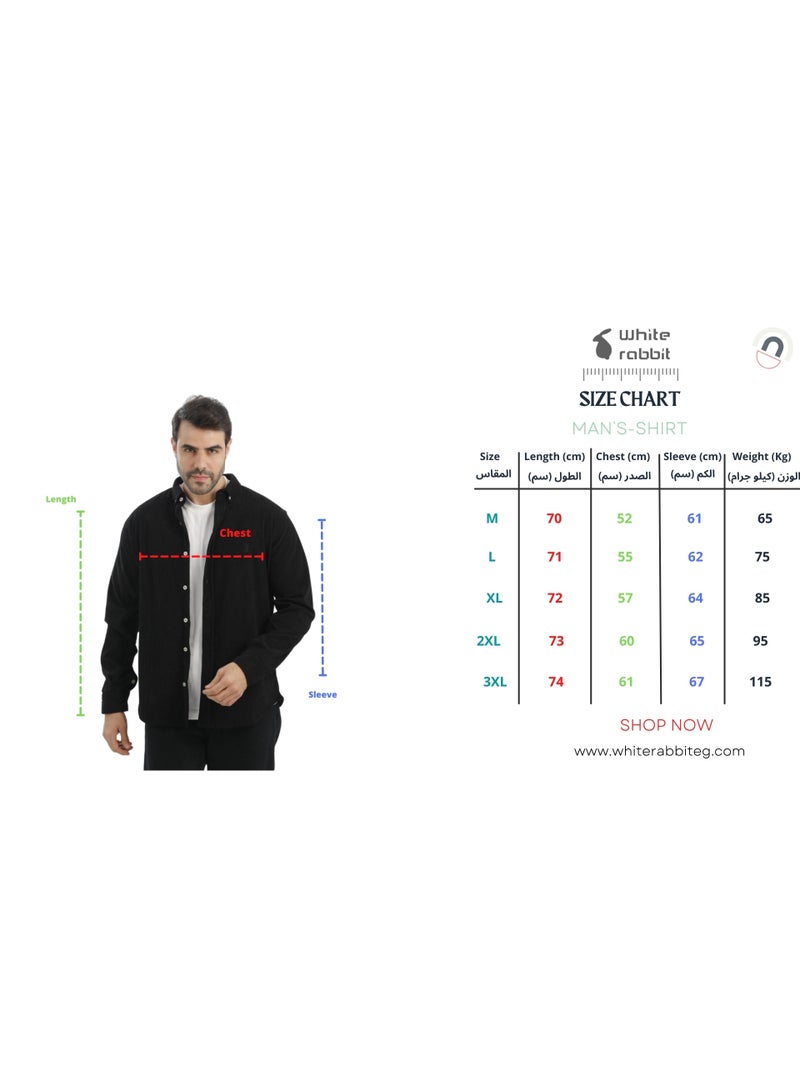 WHITE RABBIT “Slim Fit Black Corduroy Shirt for Men” - Image 5